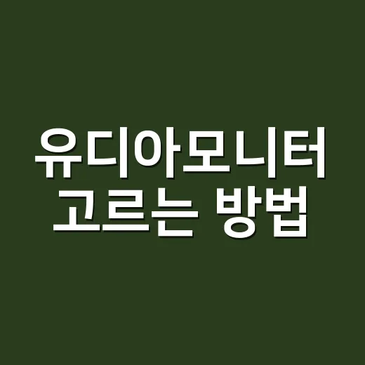 유디아모니터 고르는 방법, 사무용부터 듀얼 모니터까지 이렇게 보면 편해요 - 요약