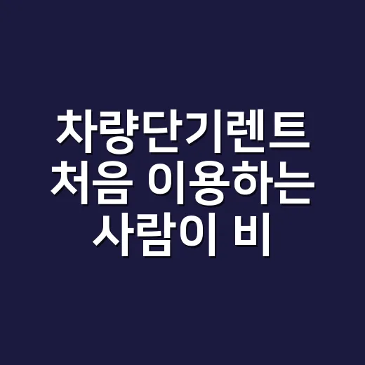 차량단기렌트 처음 이용하는 사람이 비용 줄이는 방법 - 요약
