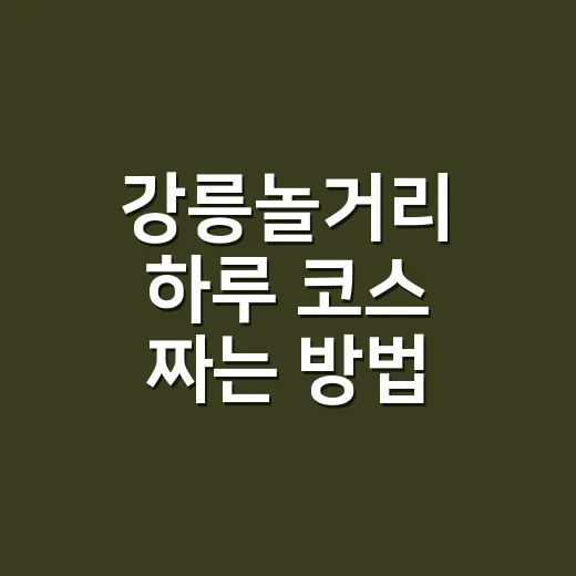 강릉놀거리 하루 코스 짜는 방법: 바다, 커피, 시장까지 알차게 - 요약