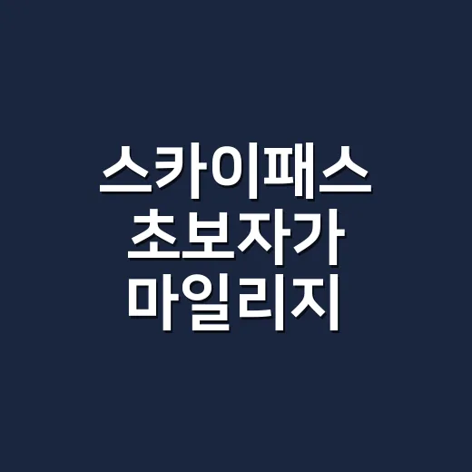 스카이패스 초보자가 마일리지 제대로 모으고 쓰는 방법 - 요약