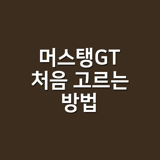 머스탱GT 처음 고르는 방법, 감성만 보고 사기 전에 볼 것들 - 요약