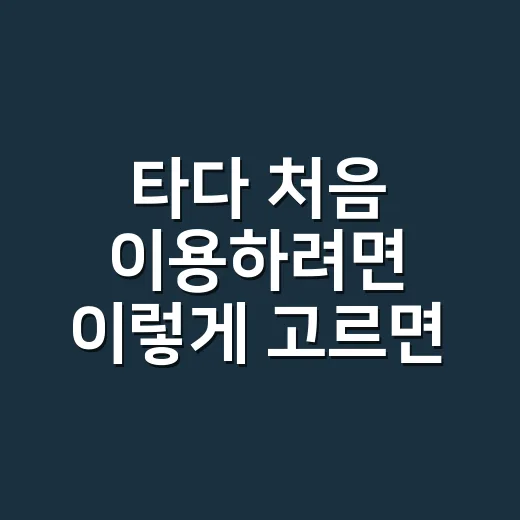 타다 처음 이용하려면 이렇게 고르면 편합니다 - 요약