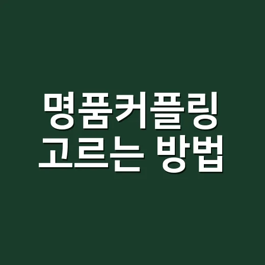 명품커플링 고르는 방법, 예산부터 착용감까지 이렇게 보면 덜 후회해요 - 요약
