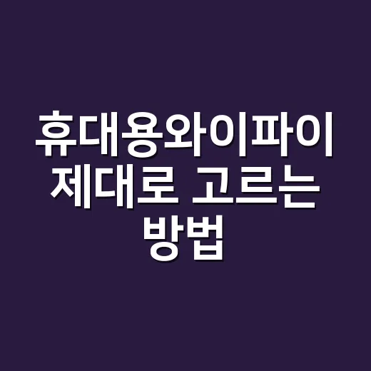 휴대용와이파이 제대로 고르는 방법, 여행 전 이것만 확인하면 편해요 - 요약