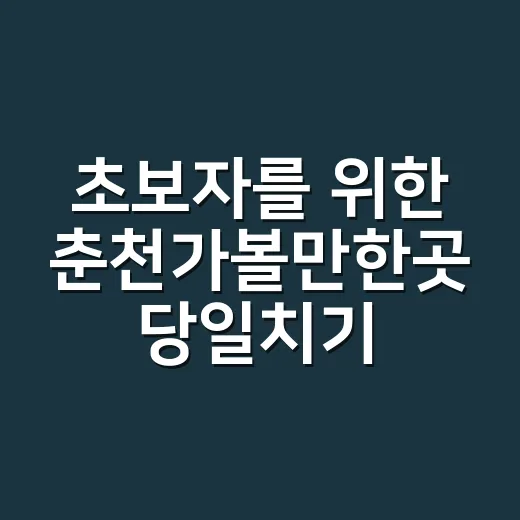 초보자를 위한 춘천가볼만한곳 당일치기 코스 짜는 방법 - 요약