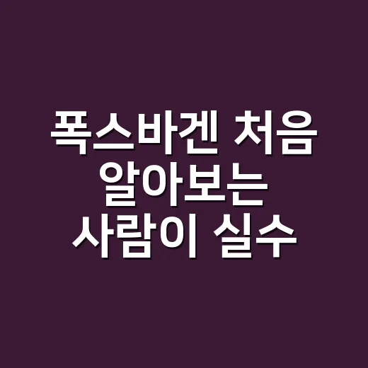 폭스바겐 처음 알아보는 사람이 실수 줄이는 방법 - 요약