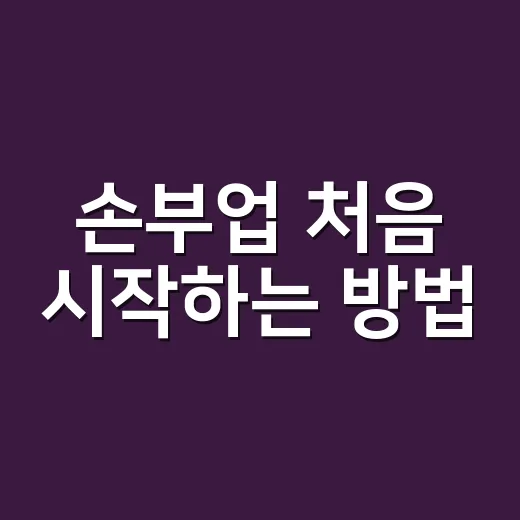 손부업 처음 시작하는 방법, 집에서 돈 벌려면 이렇게 고르세요 - 요약