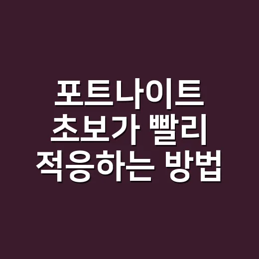포트나이트 초보가 빨리 적응하는 방법, 처음 켰을 때 덜 헤매는 순서 - 요약