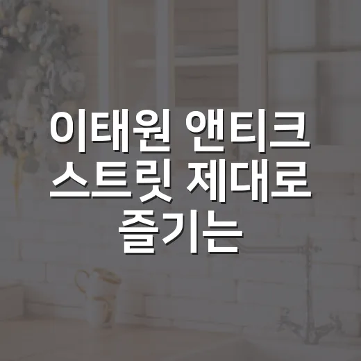 이태원 앤티크 스트릿 제대로 즐기는 방법 - 요약