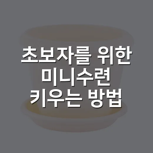 초보자를 위한 미니수련 키우는 방법, 작은 물그릇에서도 꽃 보려면 이렇게 - 요약