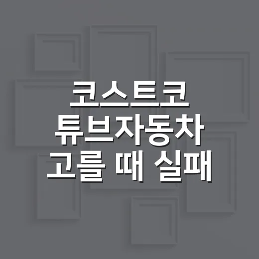 코스트코 튜브자동차 고를 때 실패 줄이는 방법 - 요약