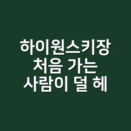 하이원스키장 처음 가는 사람이 덜 헤매는 방법 - 요약