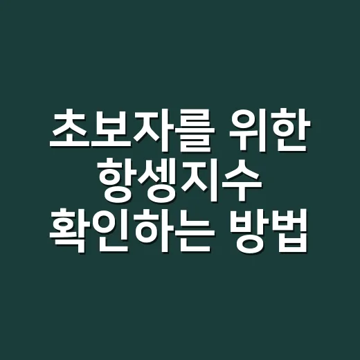 초보자를 위한 항셍지수 확인하는 방법 - 요약