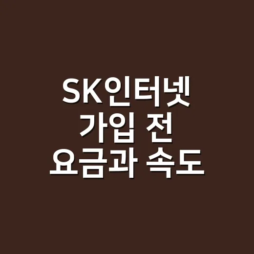 SK인터넷 가입 전 요금과 속도 비교하는 방법 - 요약