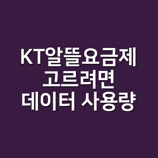 KT알뜰요금제 고르려면 데이터 사용량부터 이렇게 확인하세요 - 요약