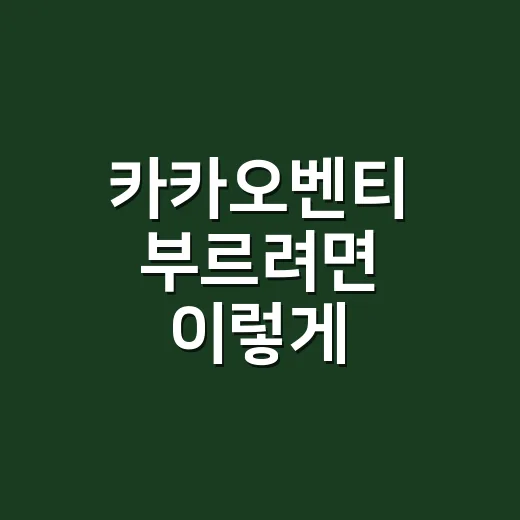 카카오벤티 부르려면 이렇게 이용하면 편합니다 - 요약