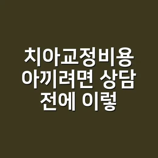 치아교정비용 아끼려면 상담 전에 이렇게 확인하세요 - 요약