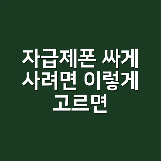 자급제폰 싸게 사려면 이렇게 고르면 됩니다 - 요약