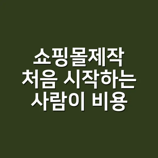 쇼핑몰제작 처음 시…