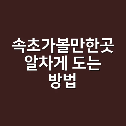 속초가볼만한곳 알차게 도는 방법, 처음 가는 사람도 편한 하루 코스 - 요약
