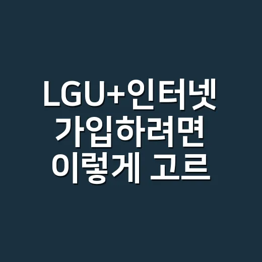 LGU+인터넷 가입하려면 이렇게 고르면 편합니다 - 요약