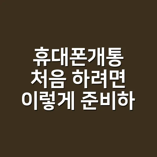휴대폰개통 처음 하려면 이렇게 준비하세요 - 요약