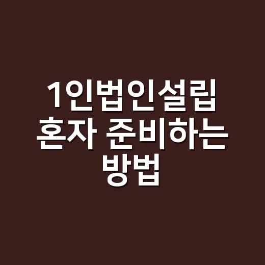 1인법인설립 혼자 준비하는 방법, 비용과 순서까지 - 요약
