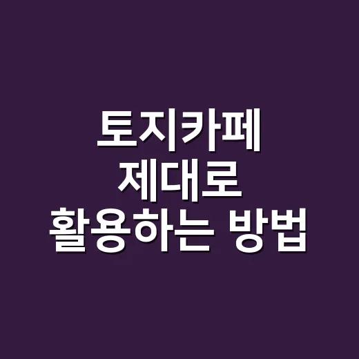 토지카페 제대로 활용하는 방법, 초보자가 놓치기 쉬운 체크 포인트 - 요약