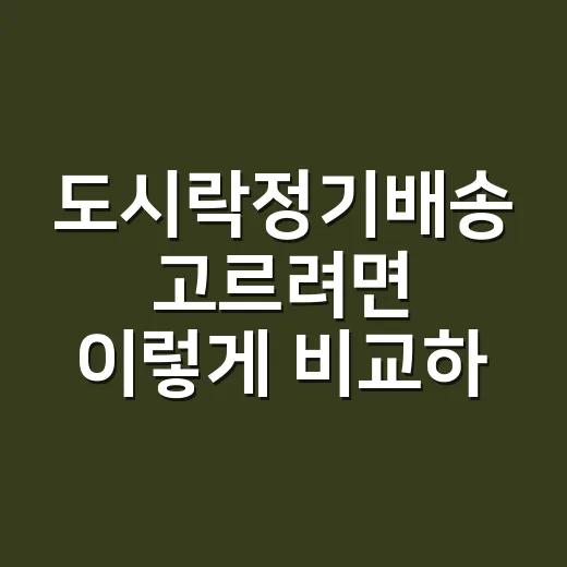 도시락정기배송 고르려면 이렇게 비교하면 실패가 줄어듭니다 - 요약