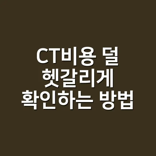 CT비용 덜 헷갈리게 확인하는 방법 - 요약
