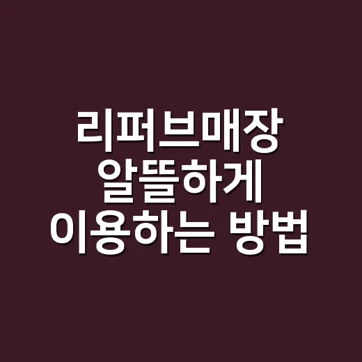 리퍼브매장 알뜰하게 이용하는 방법, 초보자가 놓치기 쉬운 체크포인트 - 요약