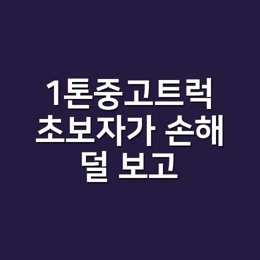 1톤중고트럭 초보자가 손해 덜 보고 고르는 방법 - 요약