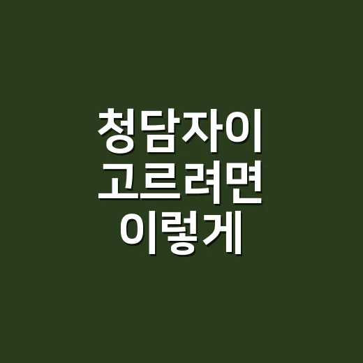 청담자이 고르려면 이렇게 비교하는 방법 - 요약