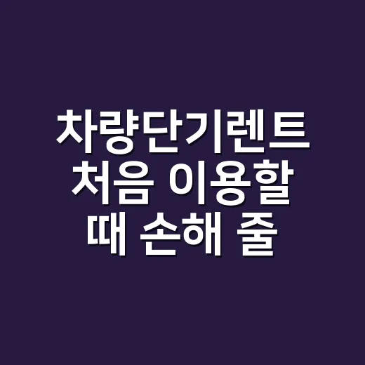 차량단기렌트 처음 이용할 때 손해 줄이는 방법 - 요약