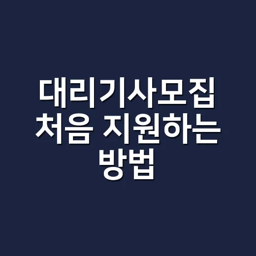 대리기사모집 처음 지원하는 방법, 조건과 수입 이렇게 확인하면 편합니다 - 요약