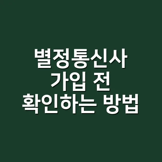 별정통신사 가입 전 확인하는 방법, 통신비 아끼려면 이렇게 - 요약