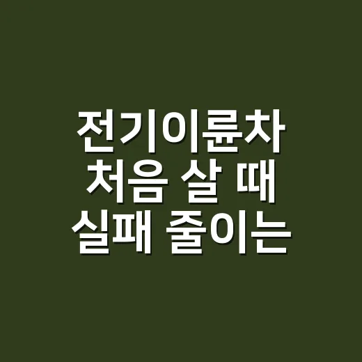 전기이륜차 처음 살 때 실패 줄이는 방법 - 요약