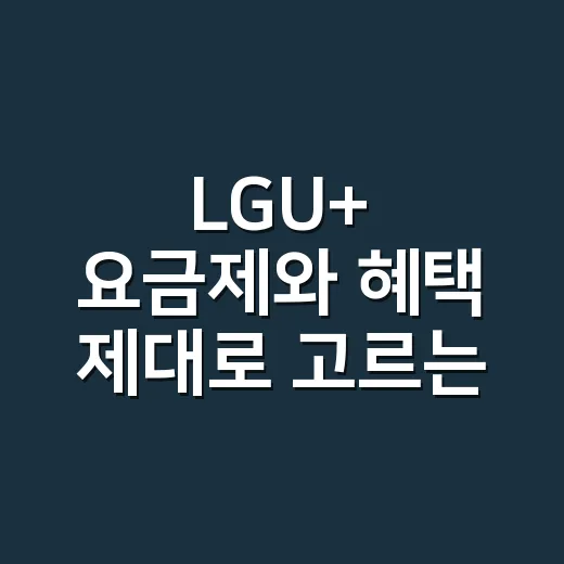LGU+ 요금제와 혜택 제대로 고르는 방법 - 요약