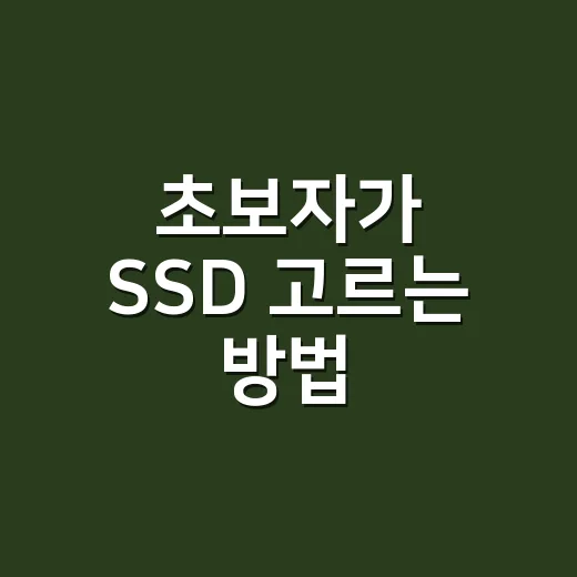 초보자가 SSD 고르는 방법, 용량부터 속도까지 헷갈리지 않게 보는 법 - 요약