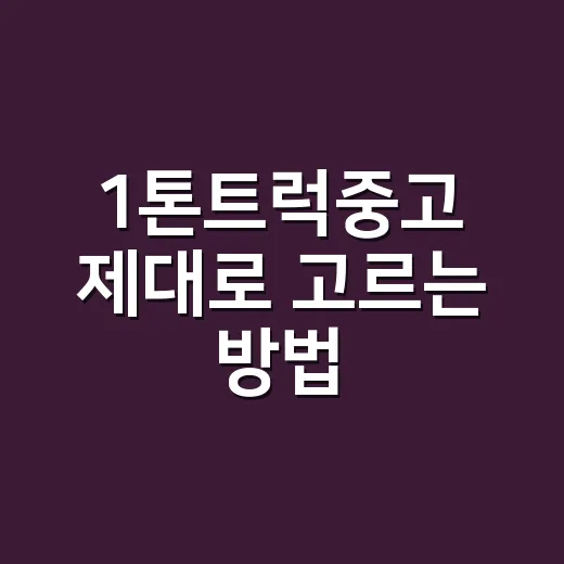 1톤트럭중고 제대로 고르는 방법, 초보자도 놓치면 안 되는 체크포인트 - 요약
