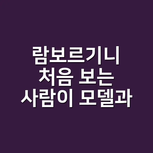 람보르기니 처음 보는 사람이 모델과 유지비 감 잡는 방법 - 요약