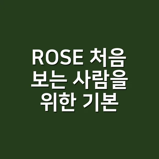 ROSE 처음 보는 사람을 위한 기본 이해 방법 - 요약