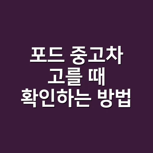 포드 중고차 고를 때 확인하는 방법 - 요약