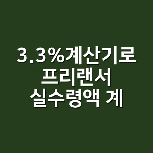 3.3%계산기로 프리랜서 실수령액 계산하는 방법 - 요약