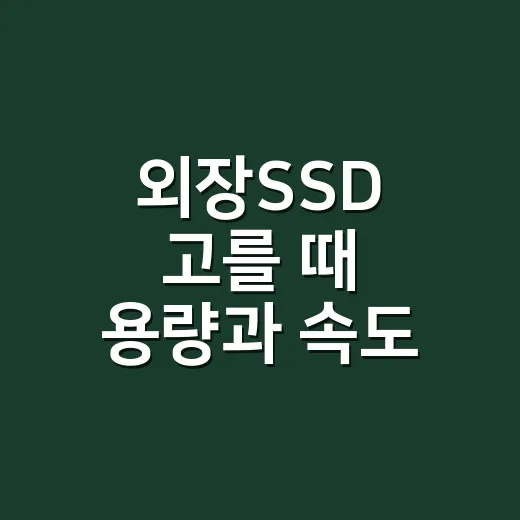 외장SSD 고를 때 용량과 속도 맞추는 방법 - 요약