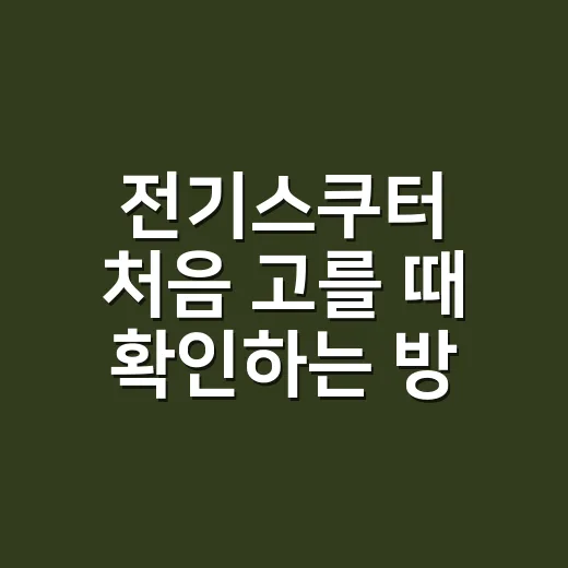 전기스쿠터 처음 고를 때 확인하는 방법 - 요약