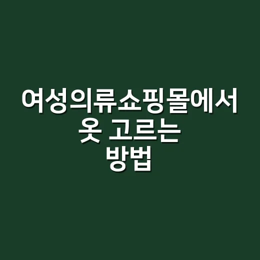 여성의류쇼핑몰에서 옷 고르는 방법 - 요약