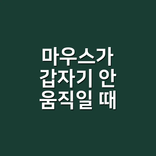 마우스가 갑자기 안 움직일 때 해결하는 방법 - 요약