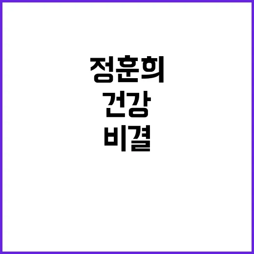 정훈희의 건강 비결: 어떻게 관리할까? - 요약