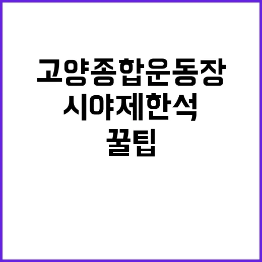 고양종합운동장 시야제한석, 놓치지 말아야 할 꿀팁 - 요약
